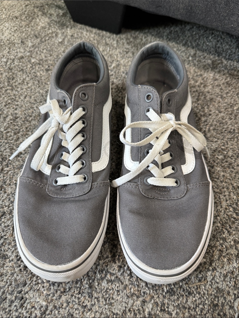 Vans Gray Canvas Low-Top Sneakers with White Stripe